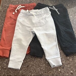 Three Pairs of Cat & Jack Cozy Ribbed Jogger Pants - Light Gray, Black & Rust